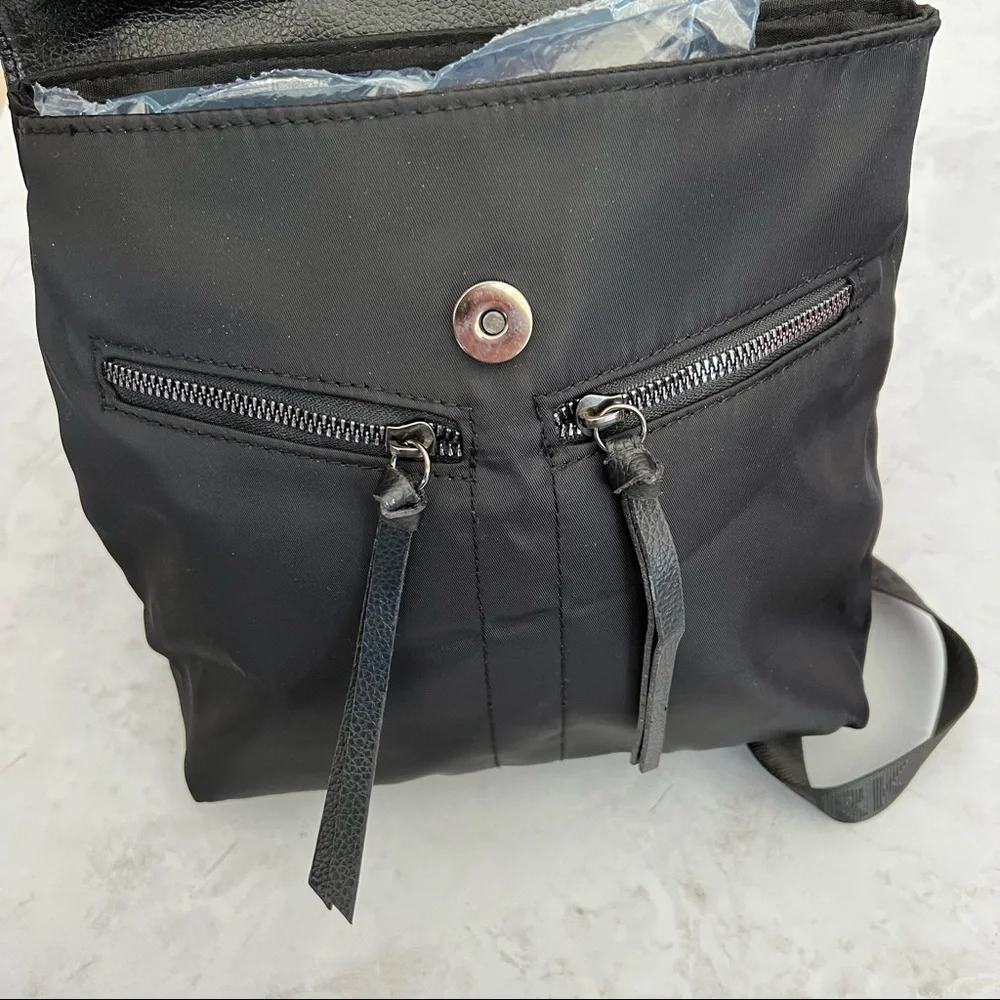 NWT BOTKIER New York Trigger Nylon Backpack Black Flap Travel Campus Bag